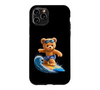 Custodia per iPhone 11 Pro Coraggioso orsacchiotto cavalcando le onde tavola da surf Shapes Mania