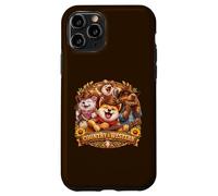 Custodia per iPhone 11 Pro Country& Western Capybara Shiba-Inu con chitarra Musica