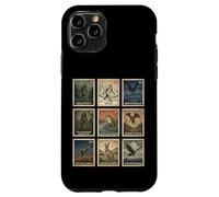 Custodia per iPhone 11 Pro Cryptid Stamp Set Bigfoot Yeti Mothman Legendary Creatures
