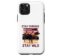 Custodia per iPhone 11 Pro Curious Stay Wild Deer Sunset Nature Lover Outdoor Vintage