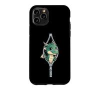 Custodia per iPhone 11 Pro Cute Baby Dragon Sbirciando Zipper Fantasy Creatura