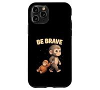 Custodia per iPhone 11 Pro Cute Baby Monkey Be Brave Viral Meme Emozionale Peluche
