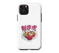 Custodia per iPhone 11 Pro Cute Chubby Tiger Ramen Noodle Bowl Japanese Foodie Lover