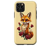 Custodia per iPhone 11 Pro Cute Fox Roses Foresta Animale Volpe Rossa Fiori