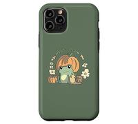 Custodia per iPhone 11 Pro Cute Kawaii Fall Cottagecore Aesthetic Frog With Pumpkin