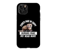 Custodia per iPhone 11 Pro Cute Kids Womens Mens Lover Pet Ferrets Make Me Happy