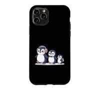 Custodia per iPhone 11 Pro Cute Penguin Family Walking Winter Cartoon