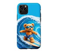 Custodia per iPhone 11 Pro Cute Teddy Bear Cavalcando le Onde Tavola Surf Forme Mania