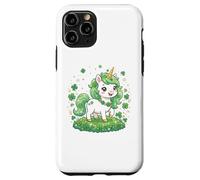 Custodia per iPhone 11 Pro Cute Unicorn Shamrock St Patricks Day Girls Kids Lepricorn