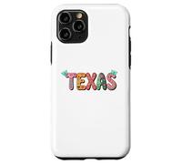 Custodia per iPhone 11 Pro Cute Vintage Boho Texas State Floral Bubble Women and Girls
