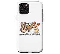 Custodia per iPhone 11 Pro Cute Womens Girls Kawaii Peace Love Lionhead Rabbit Lover