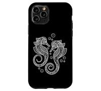Custodia per iPhone 11 Pro Cute Womens Girls Two Mandala Pattern Seahorse Lover