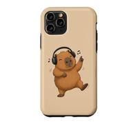 Custodia per iPhone 11 Pro Dancing Capybara con cuffie Musica Design