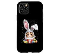 Custodia per iPhone 11 Pro Daruma Doll Giappone uova di coniglio pasquale orecchie da coniglio