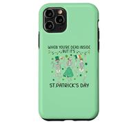Custodia per iPhone 11 Pro Dead Inside St Patricks Day Dancing Skeletons Lucky Clover
