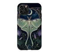 Custodia per iPhone 11 Pro Design Art Nouveau Luna Moth Moon Morning Glory