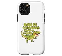 Custodia per iPhone 11 Pro Dio è più forte di un Trex Cute Dino Kids Christianity