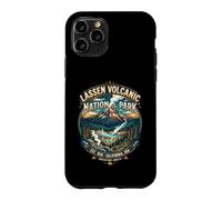 Custodia per iPhone 11 Pro Distintivo da viaggio retrò del Parco Nazionale Vulcanico della California di