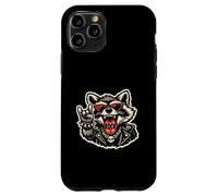 Custodia per iPhone 11 Pro Divertente e fresco Raccoon Rock On Hand Sign Rockstar Tour Graphic