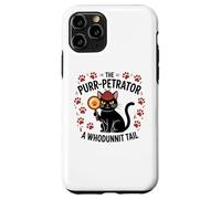Custodia per iPhone 11 Pro Divertente Gatto Detective Purrpetrator True Crime Omicidio Mistero
