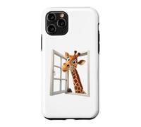 Custodia per iPhone 11 Pro Divertente giraffa che sbircia attraverso una finestra aperta