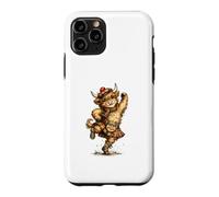 Custodia per iPhone 11 Pro Divertente Highland Cow Esecuzione Scozzese Danza