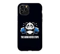 Custodia per iPhone 11 Pro Divertente Panda Triste Sollevamento Palestra Umorismo The Grind Never Stops
