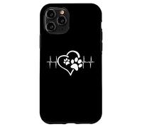 Custodia per iPhone 11 Pro Dog Mom Cute Dog Paw Print Heart Black