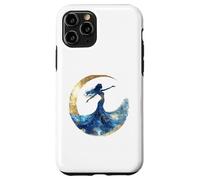 Custodia per iPhone 11 Pro Donna Celeste Luna Stelle Cosmica Silhouette Art