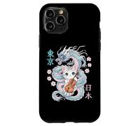 Custodia per iPhone 11 Pro Drago giapponese Kawaii Violoncello Cat Music Band Orchestra Anime