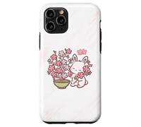 Custodia per iPhone 11 Pro Easter Bunny Pink Sakura Flower Cute Japanese Cherry Blossom