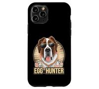 Custodia per iPhone 11 Pro Easter Bunny Saint Bernard Egg Hunter Amante dei cani