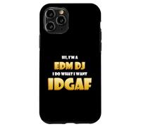 Custodia per iPhone 11 Pro EDM DJ IDGAF Funny Dance Music Festival Costume EDM Rave DJs