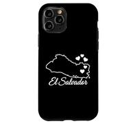 Custodia per iPhone 11 Pro El Salvador Mappa Contorno Cuori