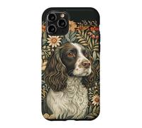 Custodia per iPhone 11 Pro English Springer Spaniel William Morris, decorazione floreale per cani