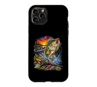 Custodia per iPhone 11 Pro Epic Bass Pesca Scena con Barca su un Lago Tramonto