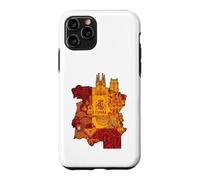 Custodia per iPhone 11 Pro España Spagna Mappa Luoghi d'interesse Sagrada Familia Graphic Design