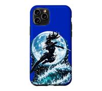 Custodia per iPhone 11 Pro Female Anime Ninja Warrior with Swords Under Full Moon