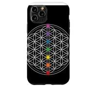 Custodia per iPhone 11 Pro fiore della vita con simboli chakra, geometria sacra mandala