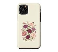 Custodia per iPhone 11 Pro Fiore di nascita di novembre, peonia, crisantemo, botanico, floreale