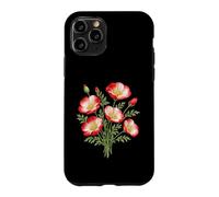 Custodia per iPhone 11 Pro Fiori botanici vintage rossi e bianchi della California papaveri