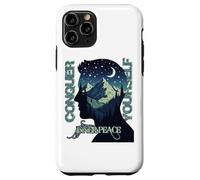 Custodia per iPhone 11 Pro Foresta di montagna doppia esposizione Silhouette natura escursionismo arte