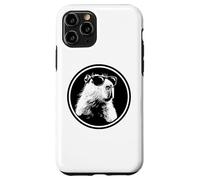 Custodia per iPhone 11 Pro Funny Black Logo Sunglasses Lover Chill Capybara Vibes