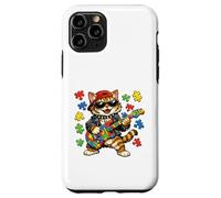 Custodia per iPhone 11 Pro Funny Cat Rockstar Autism Puzzle Consapevolezza dell'autismo