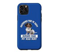 Custodia per iPhone 11 Pro Funny Humans Hurt My Head Happy Piebald Dachshund Lover