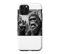 Custodia per iPhone 11 Pro Funny Sasquatch Bigfoot Rock On Selfie With UFO Alien