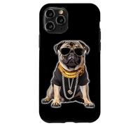 Custodia per iPhone 11 Pro Gangster Pug Hip Hop Cane con occhiali da sole e catena d'oro