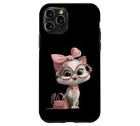 Custodia per iPhone 11 Pro Gattino Grigio Gatto Rosa Leopard Occhiali Glam Fashion Graphic