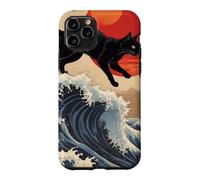 Custodia per iPhone 11 Pro Gatto giapponese che cammina sopra la grande onda Hokusai
