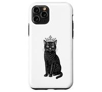 Custodia per iPhone 11 Pro Gatto nero con corona, regalo per amanti dei felini reali